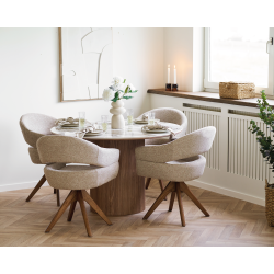 House Nordic Dover Spisebordsstol med drejefod, sand meleret, brune egetr�sben HN1317