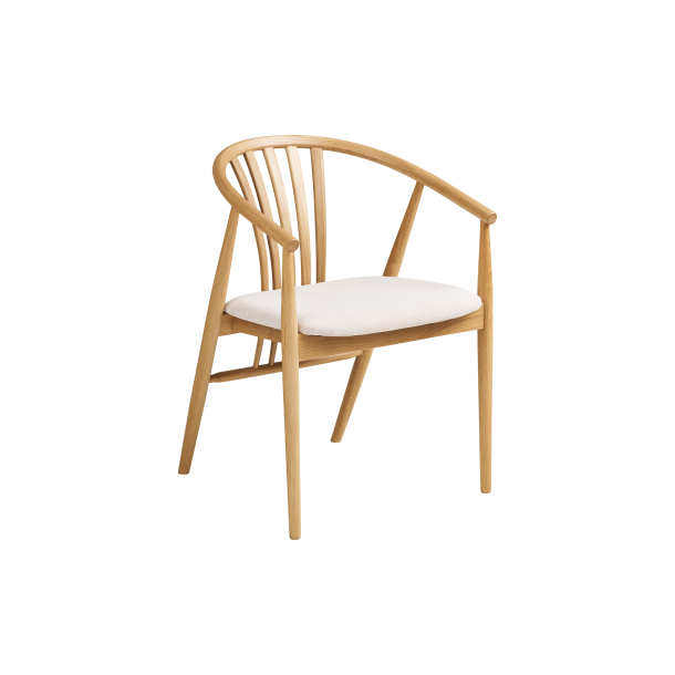 House Nordic Agustin Spisebordsstol, egetr� med stof s�de, natur/sand