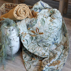 Chic Antique, AIX Quilt Tppe, L180 cm., Blomstermnster i Opal