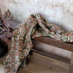 Chic Antique, AIX Quilt Tppe, L180 cm., Paisleymnster i Mos/Terracotta