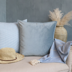 Chic Antique, Aix Pudebetr�k i velour, 50 x 50 cm. Sky blue