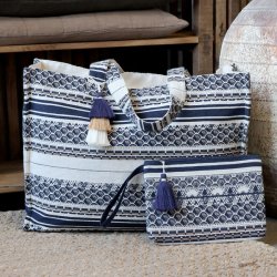 Chic Antique Sens Shopper jacquardv�vet H40/L53/B17 cm Midnight