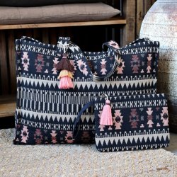 Chic Antique Sens Shopper jacquardv�vet H40/L53/B17 cm Kul