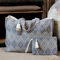 Chic Antique Sens Shopper jacquardv�vet H40/L53/B17 cm Opal