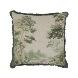 Chic Antique Aix Pudebetr�k m. frynser og print L50/B50 cm Creme og oliven