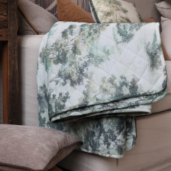 Chic Antique Aix Quilt m. blomsterm�nster L180/B130 cm Creme og oliven