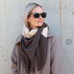Chic Antique T�rkl�de i cashmere m. frynser L160/B74 cm Creme og Coffee