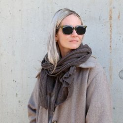 Chic Antique T�rkl�de i cashmere i kabelstrik L160/B50 cm Coffee
