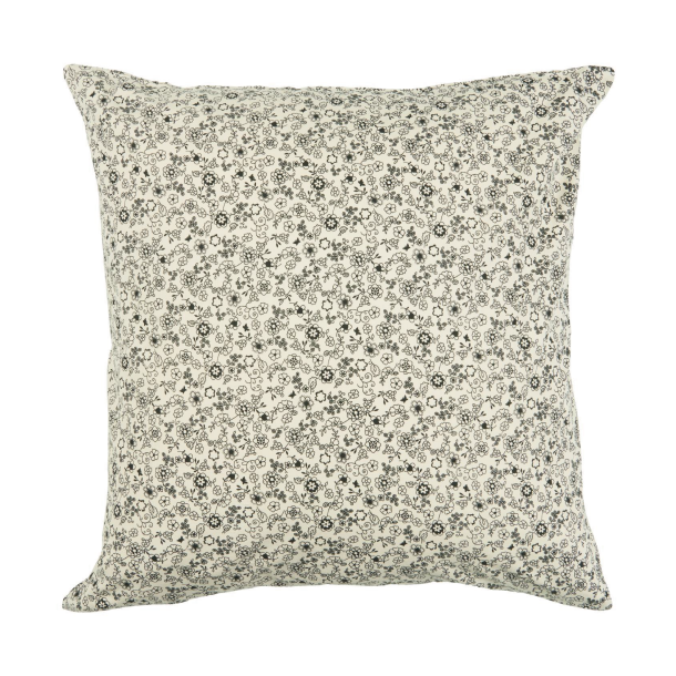 Ib Laursen Pudebetrk 50 cm x 50 cm beige baggrund m/sorte blomster