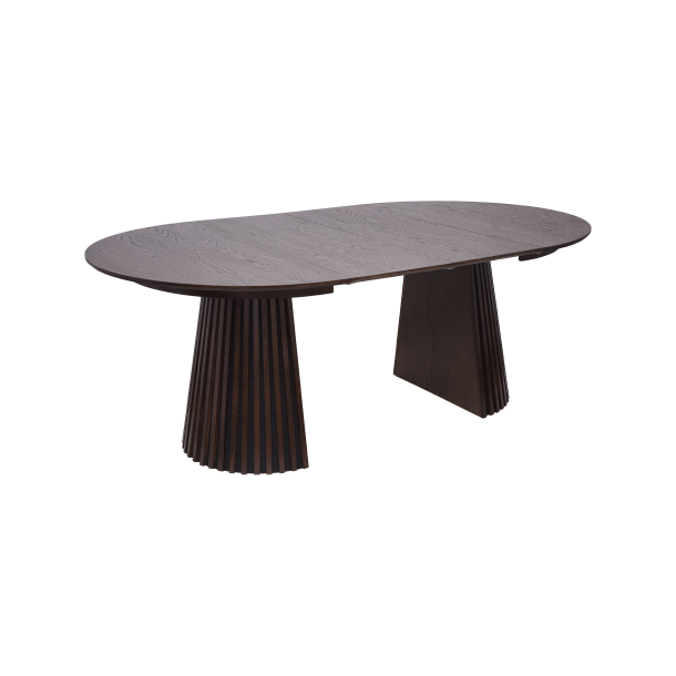 House Nordic Osaka Spisebord, egefiner, Smoked, inkl. to till�gsplader �120x120-160-200x75 cm