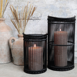 Chic Antique, Lanterne i bambus, Sort, H25 cm. 