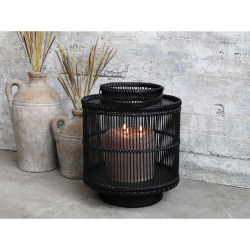 Chic Antique, Lanterne i bambus, Sort, H34 cm. 