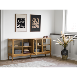 House Nordic Zamora Sk�nk, 4 glasl�ger, 1 hylde, eg/egefiner/h�rdet glas, natur 40x180x80 cm