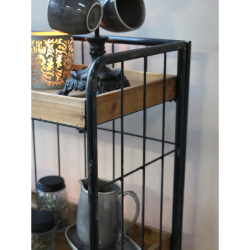 Chic Antique,Reol p hjul m. 4 tr skuffer, Natur