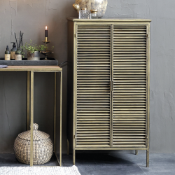 Chic Antique Skab m. 2 lamell�ger H116/L60/B36,5 cm. Antique messing