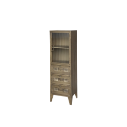 Chic Antique, Vitrineskab m. 1 glaslge og 3 klaplger, Antique Messing, H133,5 cm. 