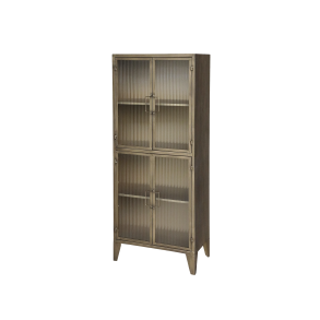 Chic Antique Vitrineskab m. 4 glasl�ger H149,5/L60/B33 cm. Antique messing