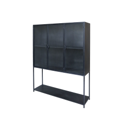 Chic Antique, Vitrineskab m. 3 lger og hylder, Antique Sort, H175 cm. 