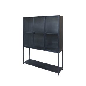 Chic Antique, Vitrineskab m. 3 lger og hylder, Antique Sort, H175 cm. 