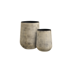 House Nordic Hou Dekorationskrukke, metal, antik beige s�t af 2