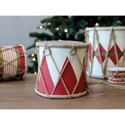 Chic Antique, Vintage Tromme m. lder hndlavet, 15 cm., Antique Cherry