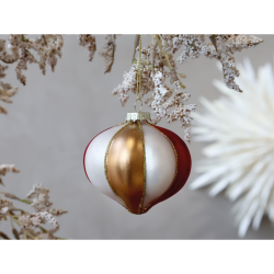 Chic Antique, Julekugle Rd/Guld, 8 cm., Antique Cherry