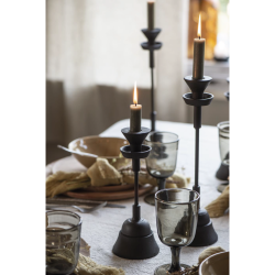 Ib Laursen, Hndlavet lysestage, Sort/brun, H:25,5 x 9,5 cm.