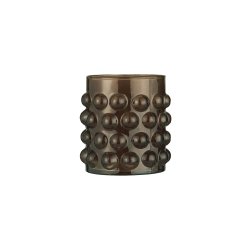 Ib Laursen Fyrfads stage i glas med elegante bobler, Mrk Brun