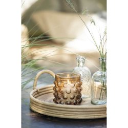 Ib Laursen Fyrfads stage i glas med elegante bobler, Brun