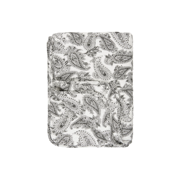 Ib Laursen Quiltet plaid, B130 cm x L180 cm, Hvid m/sort paisley