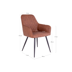 House Nordic HARBO Spisebordsstol m. armln i kunstlder, Brun