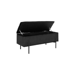 House Nordic Watford Bnk i velour m. opbevaring, Sort