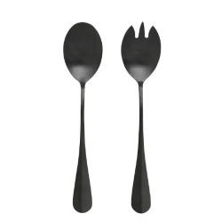 Nordal BLACK salatbestik i rustfrit stl, 2 dele, Mat sort