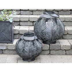 Chic Antique Lanterne m. blad dekor, H33 cm, Antique zink