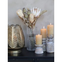 Chic Antique Hurricane m. blad dekor, H38 cm, Antique messing