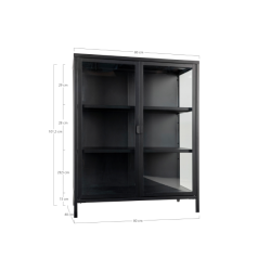 House Nordic Brisbane Vitrine, L40 cm x B80 cm x H101,5 cm, Sort