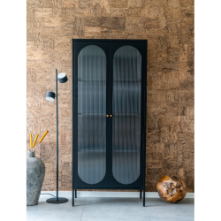 House Nordic Adelaide Vitrine, L35 cm x B80 cm x H180 cm, Sort