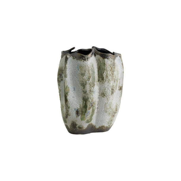 Nordal HENRY vase i keramik, H35 cm, Brun/Hvid/Grn