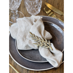 Chic Antique Servietring m. blad, Antique Messing