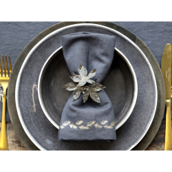 Chic Antique Servietring m. blade, Antique Messing