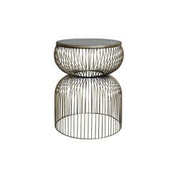 Chic Antique Sidebord m. glasplade, H51 cm. Messing