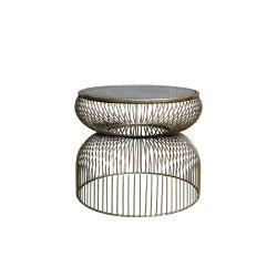 Chic Antique Sidebord m. glasplade, H40 cm. Messing