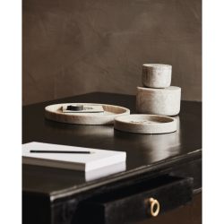 Nordal GRINA Opbevaringskrukke, H7,5 cm. Lys brun marmor