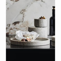 Nordal GRINA Opbevaringskrukke, H7,5 cm. Lys brun marmor