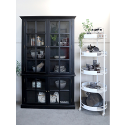 Chic Antique Vitrineskab m. 4 lger, Sort