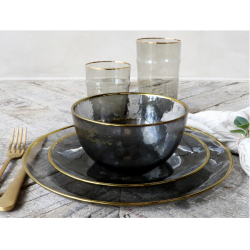 Chic Antique Skl m. guldkant, 14 cm, Sort