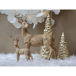 Chic Antique Hjort m. guld, H17 cm, Brun