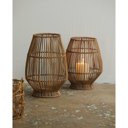 Nordal SILBA Lanterne m/glasindsats i sukkerrr, H28 cm, Natur