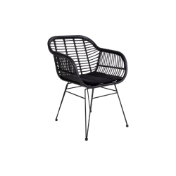 House Nordic TRIESTE Stol/Havestol i sort polyrattan med hynde