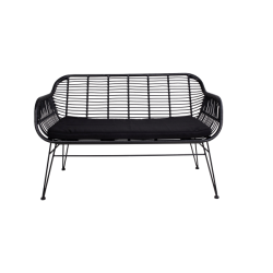 House Nordic TRIESTE Sofa/Havebnk i sort polyrattan med hynde